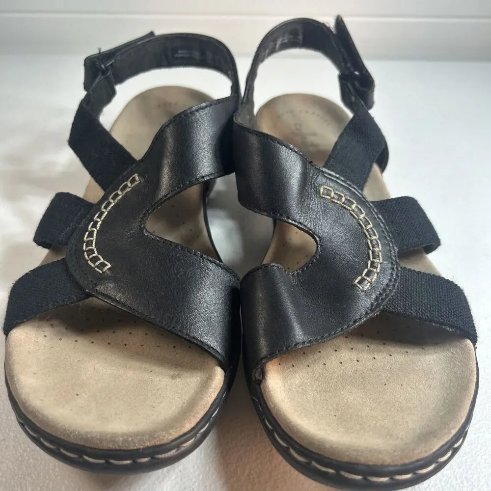 Clarks Collection Women’s Sandals Size 9 M Black Leather Leisa Lakelyn Comfort